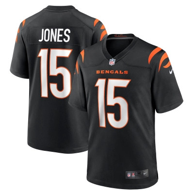 Men's Cincinnati Bengals Charlie Jones Black Team Game Jersey 01