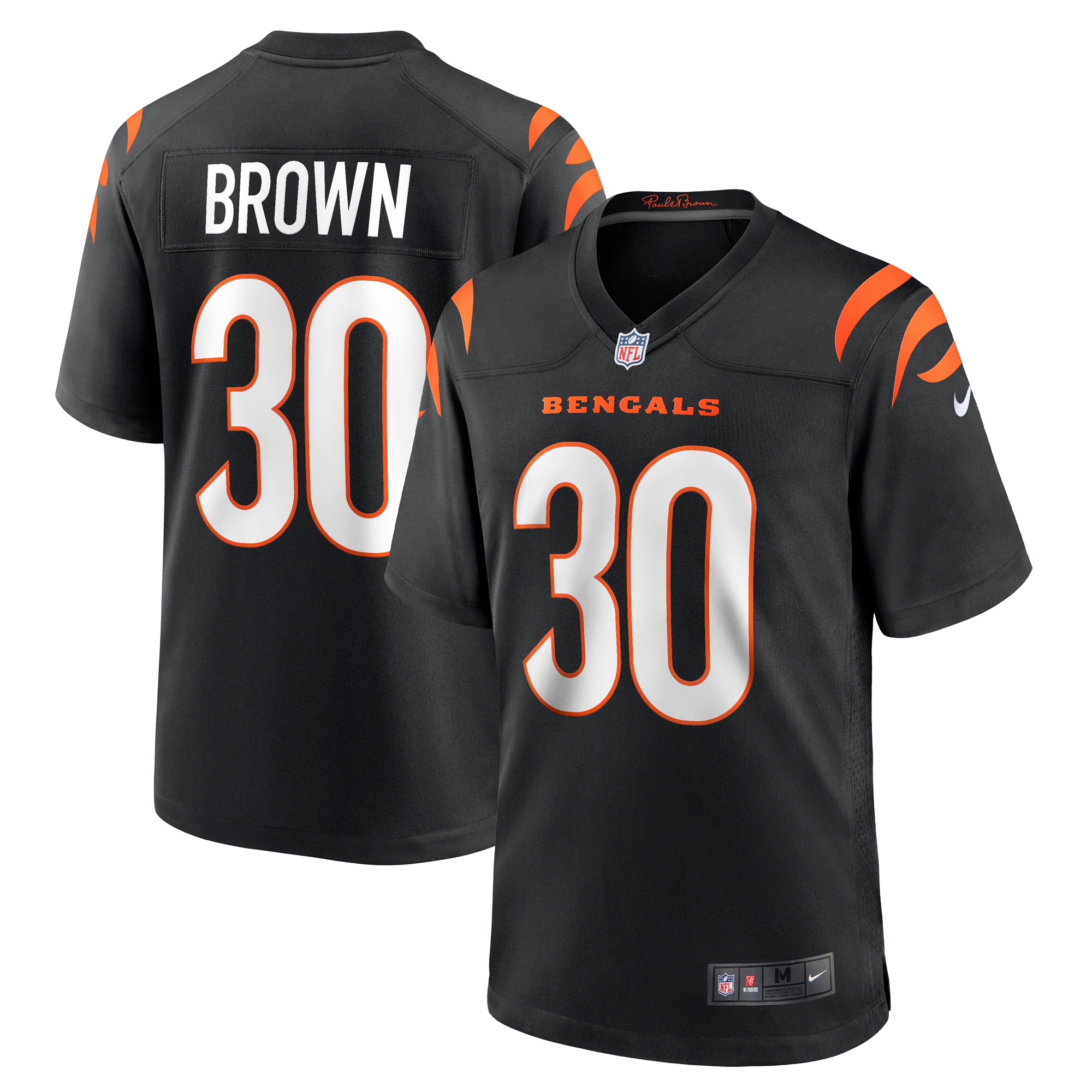 Men's Cincinnati Bengals Chase Brown Black Team Game Jersey