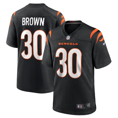 Men's Cincinnati Bengals Chase Brown Black Team Game Jersey 01