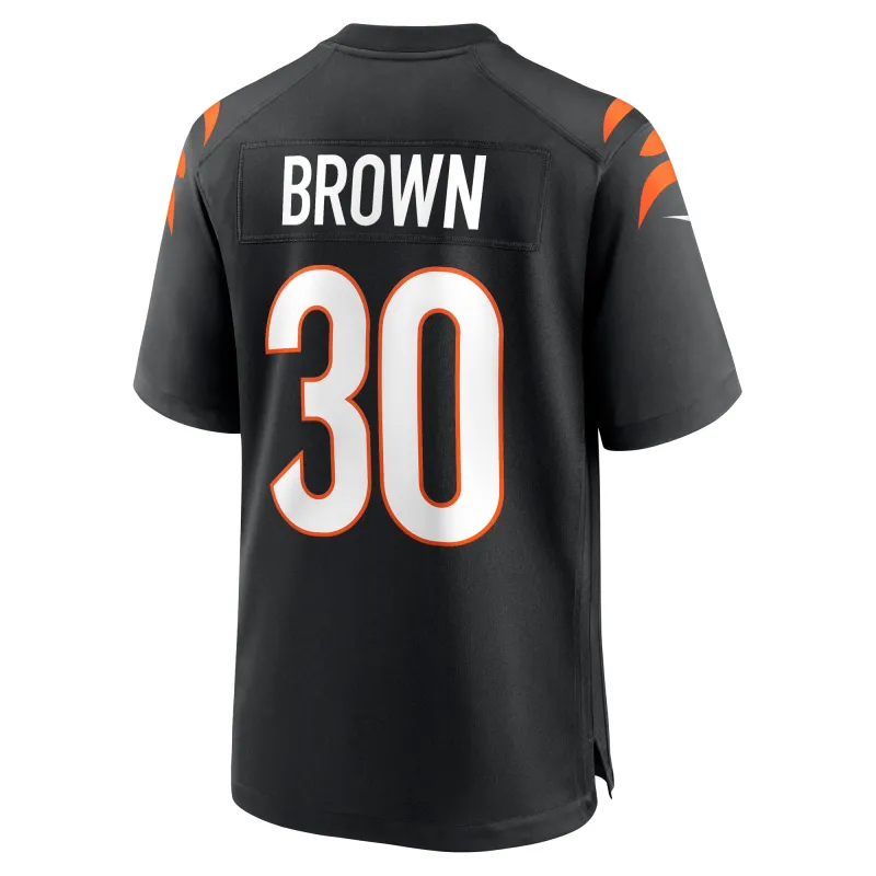Men's Cincinnati Bengals Chase Brown Black Team Game Jersey