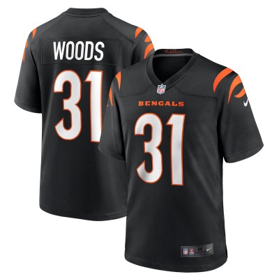 Men's Cincinnati Bengals Ickey Woods Black Retired Player Game Jersey 01