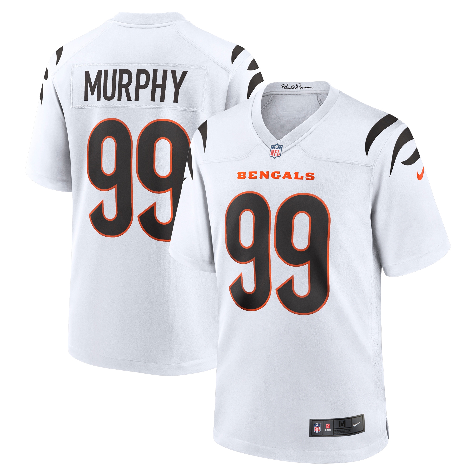 Men's Cincinnati Bengals Myles Murphy White Team Game Jersey
