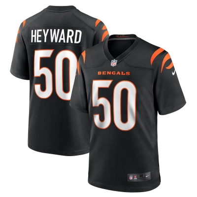 Men's Cincinnati Bengals Shaka Heyward Black Team Game Jersey 01