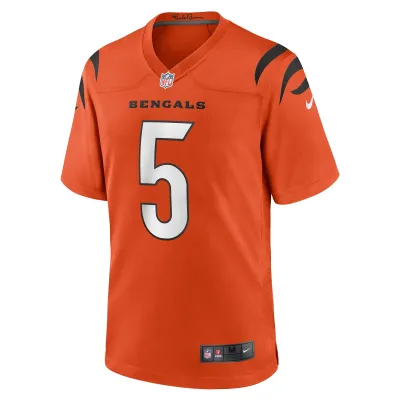 Men's Cincinnati Bengals Tee Higgins Orange Alternate Game Player Jersey 02