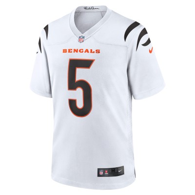 Men's Cincinnati Bengals Tee Higgins White Game Jersey 02