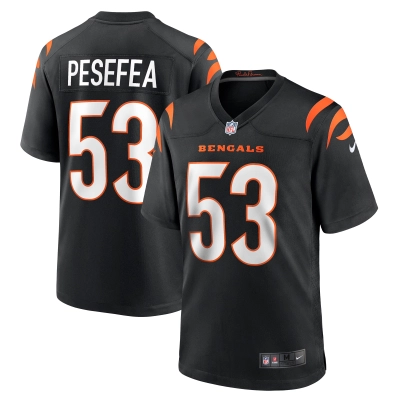 Men's Cincinnati Bengals TJ Pesefea Black Team Game Jersey 01