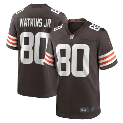 Men's Cleveland Browns Austin Watkins Jr. Brown Team Game Jersey 01