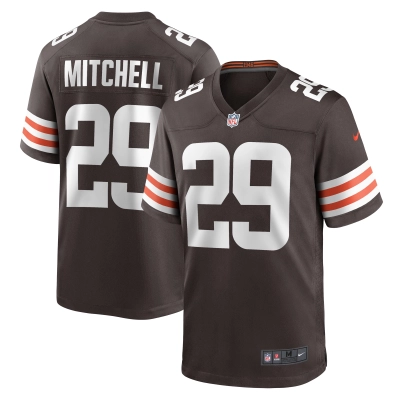 Men's Cleveland Browns Cameron Mitchell Brown Team Game Jersey 01