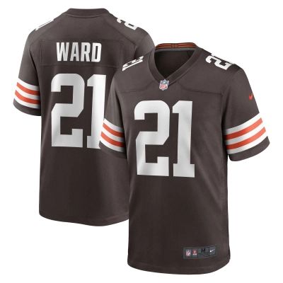 Men's Cleveland Browns Denzel Ward Brown Game Jersey 01