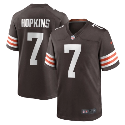 Men's Cleveland Browns Dustin Hopkins Brown Team Game Jersey 01