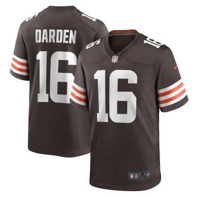Men's Cleveland Browns Jaelon Darden Brown Team Game Jersey 01