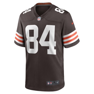 Men's Cleveland Browns Jordan Akins Brown Team Game Jersey 02