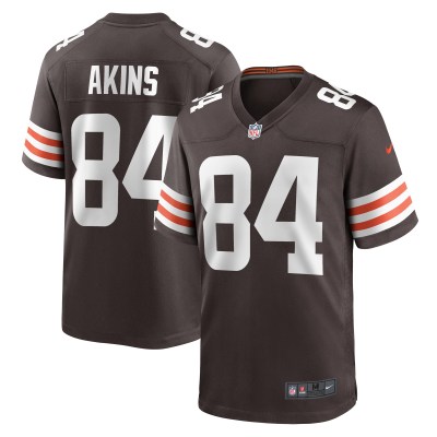 Men's Cleveland Browns Jordan Akins Brown Game Player Jersey 01