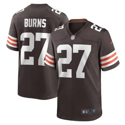 Men's Cleveland Browns Lorenzo Burns Brown Team Game Jersey 01