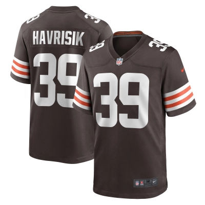Men's Cleveland Browns Lucas Havrisik Brown Team Game Jersey 01