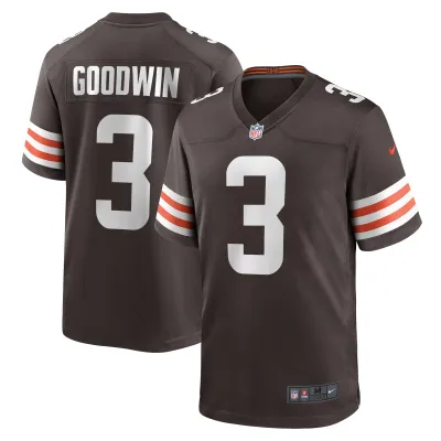 Men's Cleveland Browns Marquise Goodwin Brown Game Jersey 01