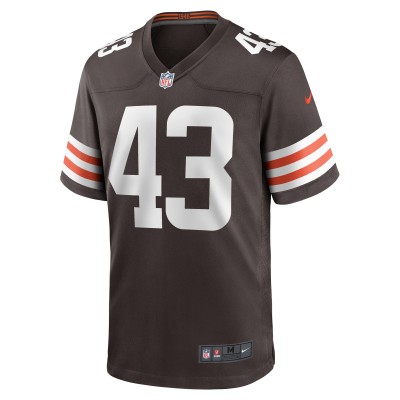 Men's Cleveland Browns Mohamoud Diabate Brown Team Game Jersey 02