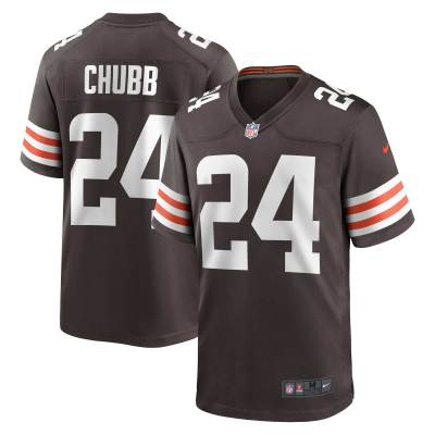 Men's Cleveland Browns Nick Chubb Brown Game Jersey 01