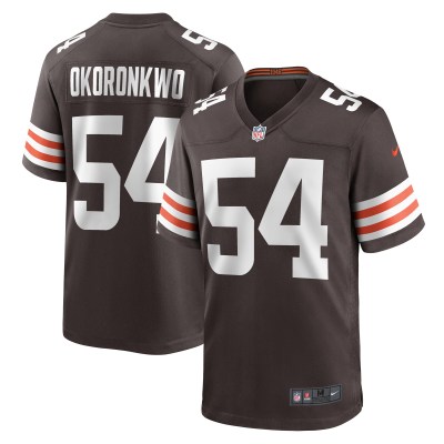 Men's Cleveland Browns Ogbonnia Okoronkwo Brown Game Player Jersey 01
