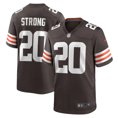 Men's Cleveland Browns Pierre Strong Jr. Brown Team Game Jersey 01