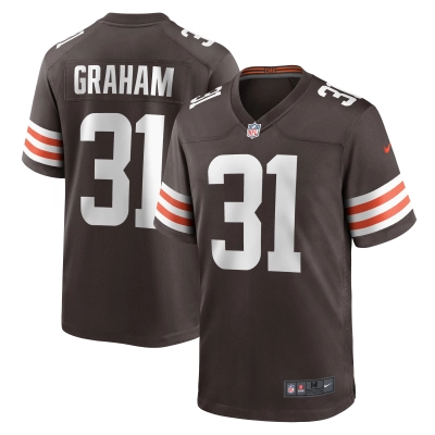 Men's Cleveland Browns Thomas Graham Jr. Brown Team Game Jersey 01