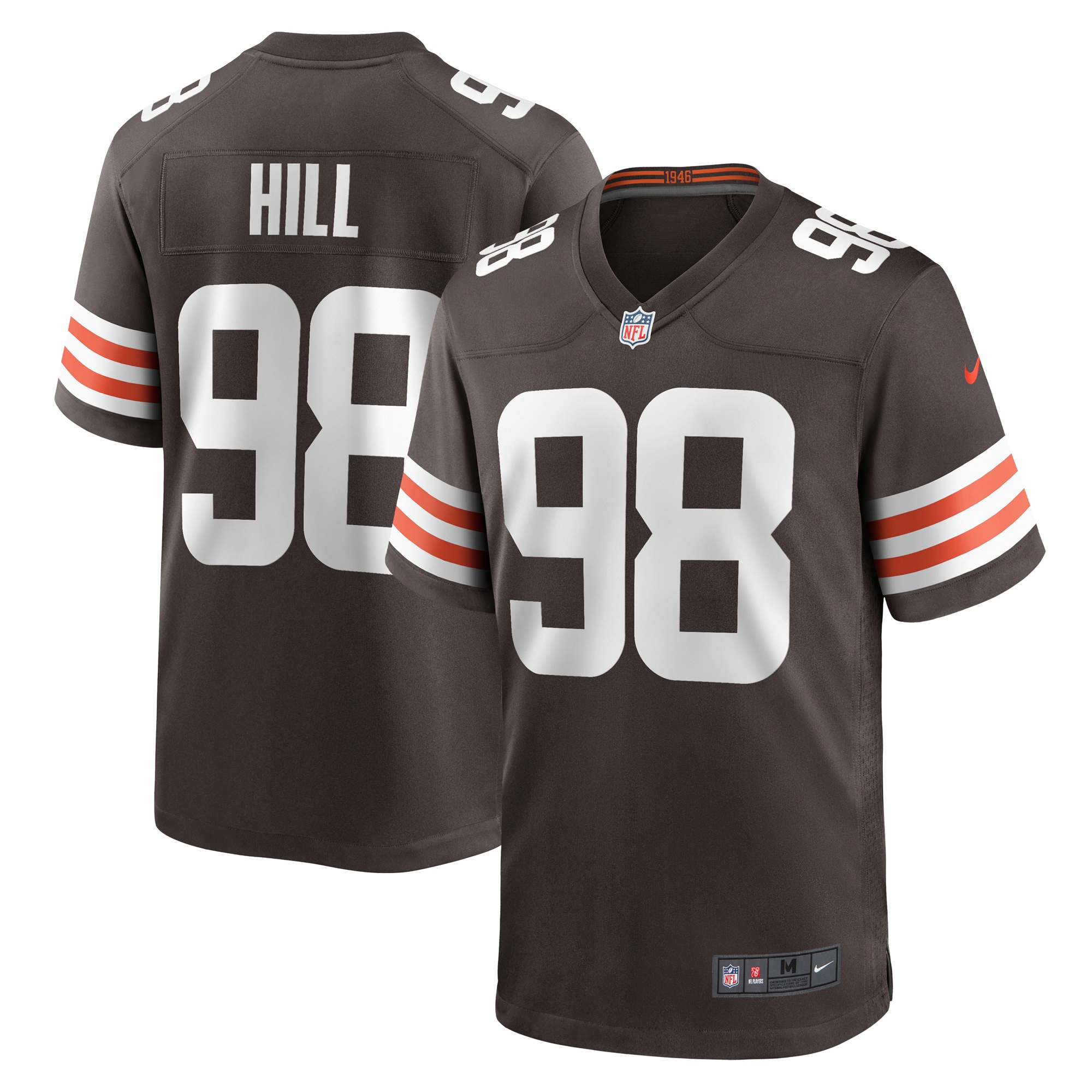 Men's Cleveland Browns Trysten Hill Brown Game Jersey