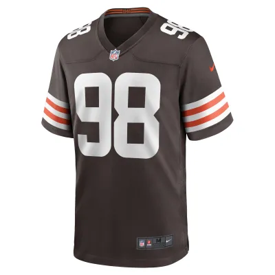 Men's Cleveland Browns Trysten Hill Brown Game Jersey 02