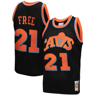 Men's Cleveland Cavaliers Black 1984-85 Hardwood Classics World B. Free Reload 3.0 Swingman Jersey 01