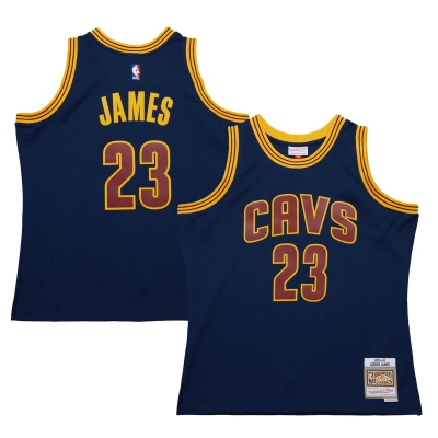 Men's Cleveland Cavaliers LeBron James Navy 2015/16 Hardwood Classics Swingman Jersey 01