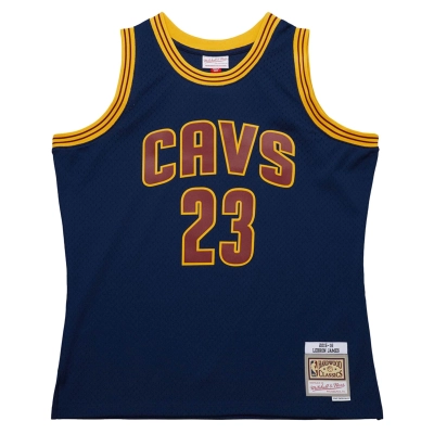 Men's Cleveland Cavaliers LeBron James Navy 2015/16 Hardwood Classics Swingman Jersey 02