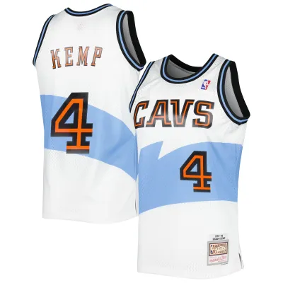 Men's Cleveland Cavaliers Shawn Kemp White Hardwood Classics Swingman Jersey 01