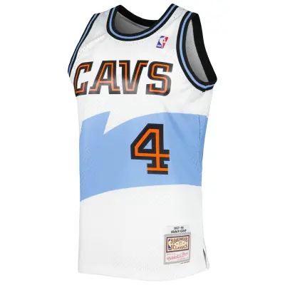 Men's Cleveland Cavaliers Shawn Kemp White Hardwood Classics Swingman Jersey 02