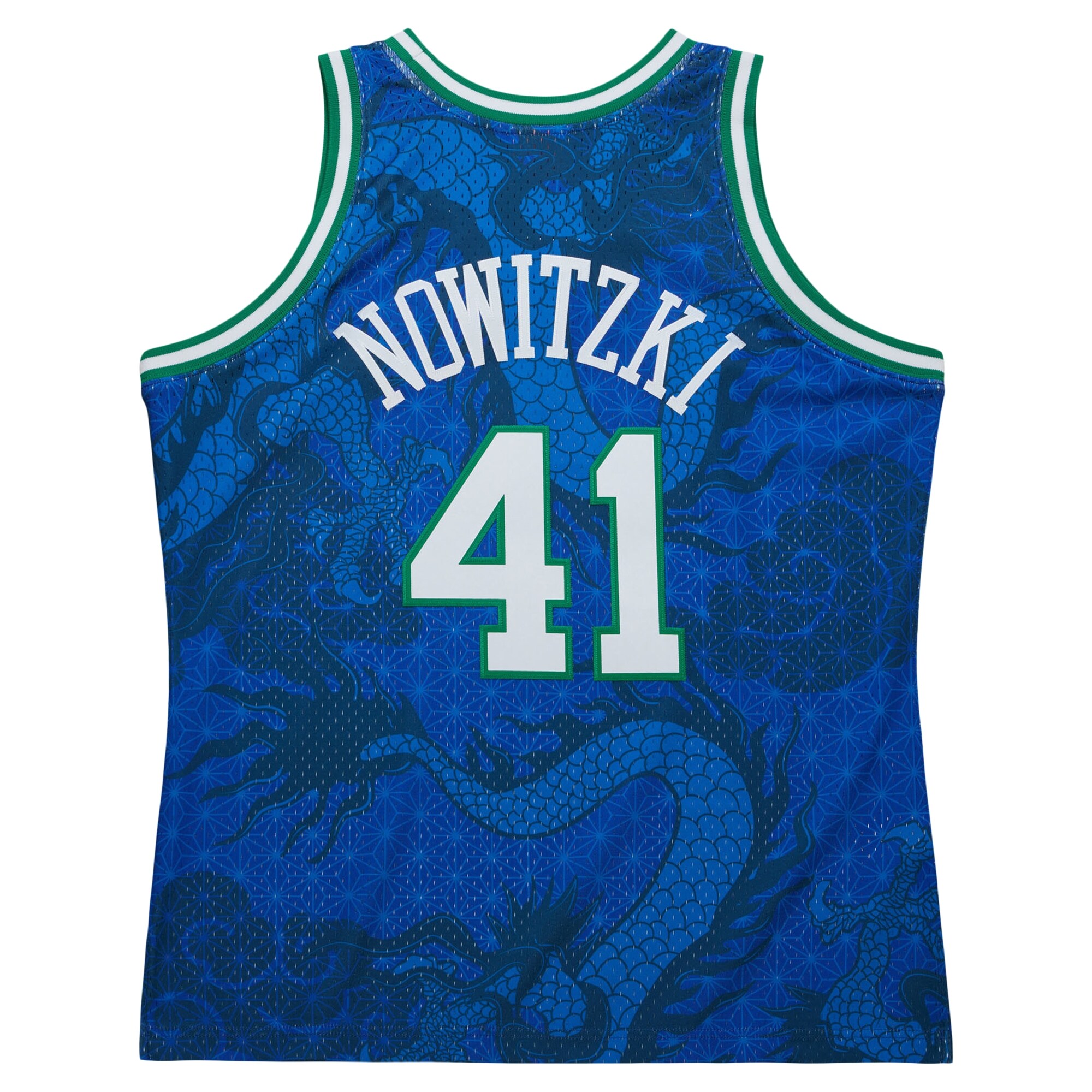 Men's Dallas Mavericks Dirk Nowitzki Blue 1998-2019 Hardwood Classics Asian Heritage 6.0 Swingman Throwback Player Jersey