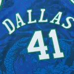 Men's Dallas Mavericks Dirk Nowitzki Blue 1998-2019 Hardwood Classics Asian Heritage 6.0 Swingman Throwback Player Jersey