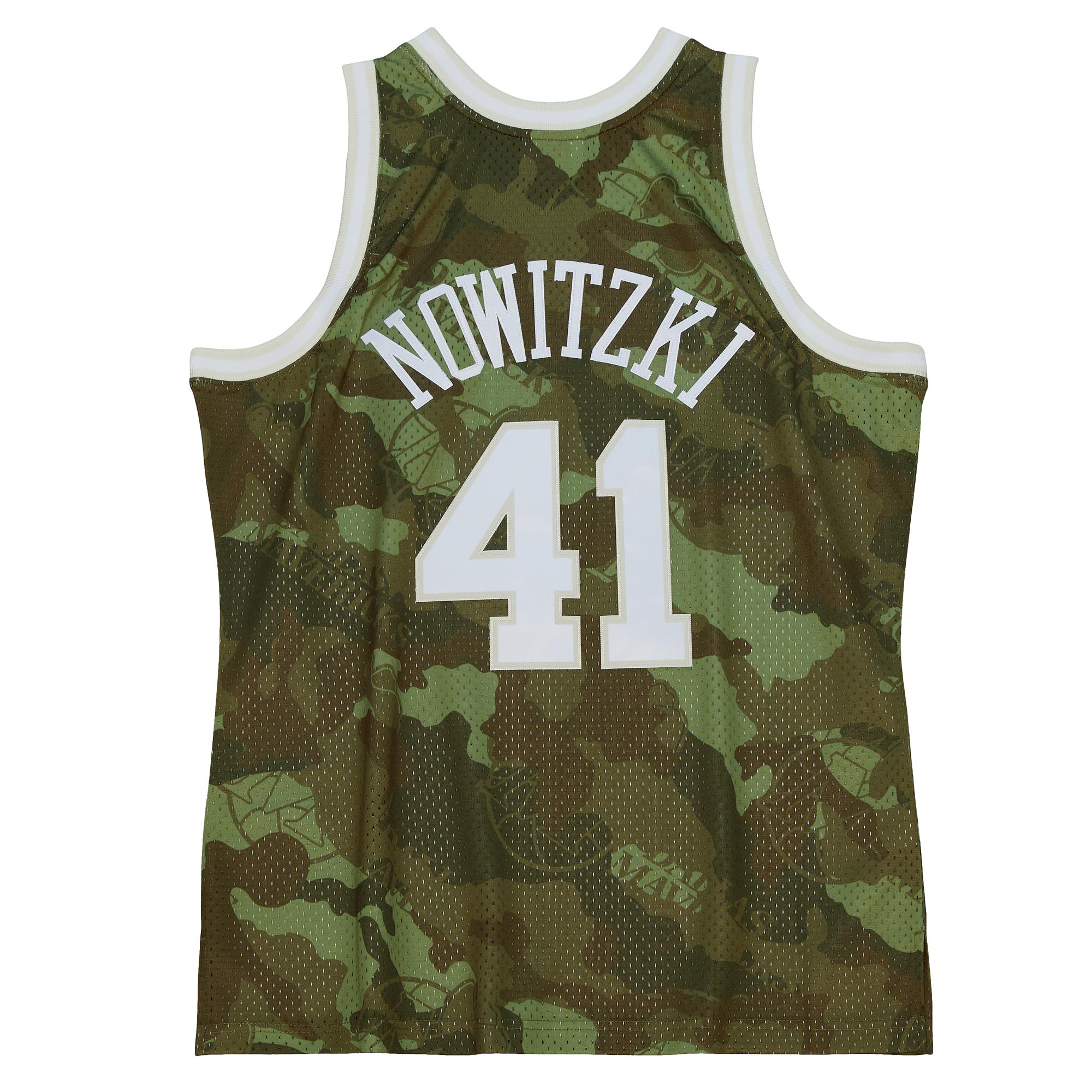 Men's Dallas Mavericks Dirk Nowitzki Camo Hardwood Classics 1998/99 Ghost Green Swingman Jersey