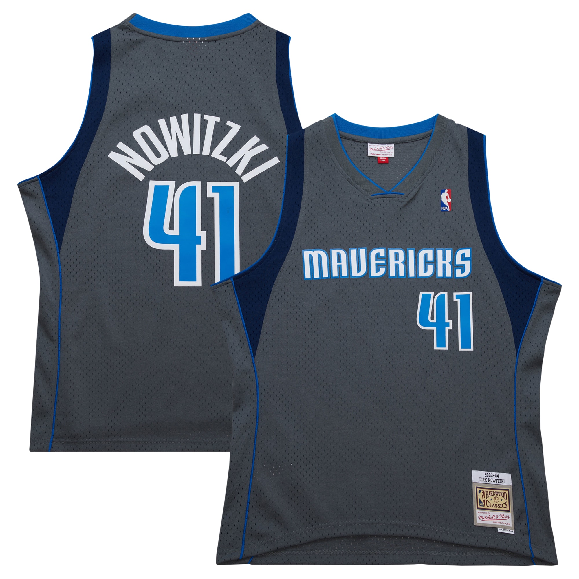 Men's Dallas Mavericks Dirk Nowitzki Gray 2003/04 Hardwood Classics Swingman Jersey