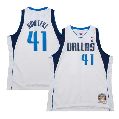 Men's Dallas Mavericks Dirk Nowitzki White 2010/11 Hardwood Classics Swingman Jersey 01