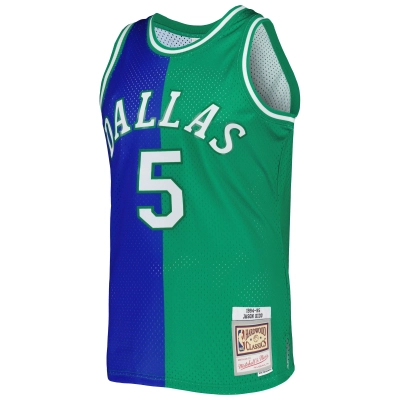 Men's Dallas Mavericks Jason Kidd Blue/Green Hardwood Classics 1994/95 Split Swingman Jersey 02