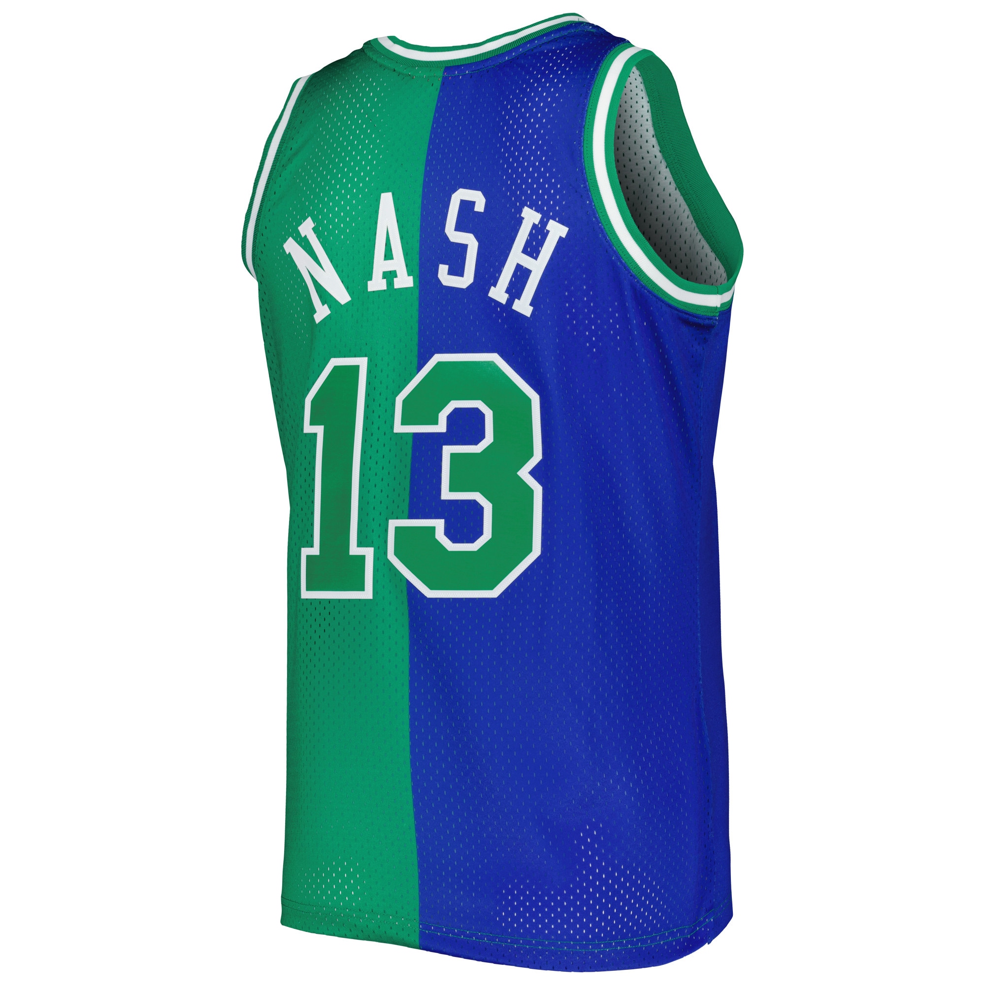 Men's Dallas Mavericks Steve Nash Blue/Green Hardwood Classics 1998/99 Split Swingman Jersey