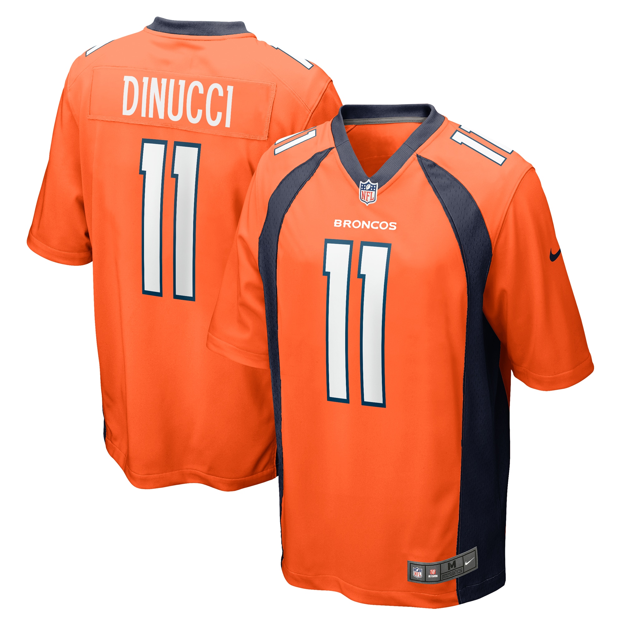 Men's Denver Broncos Ben DiNucci Orange Team Game Jersey