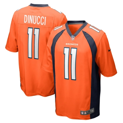 Men's Denver Broncos Ben DiNucci Orange Team Game Jersey 01