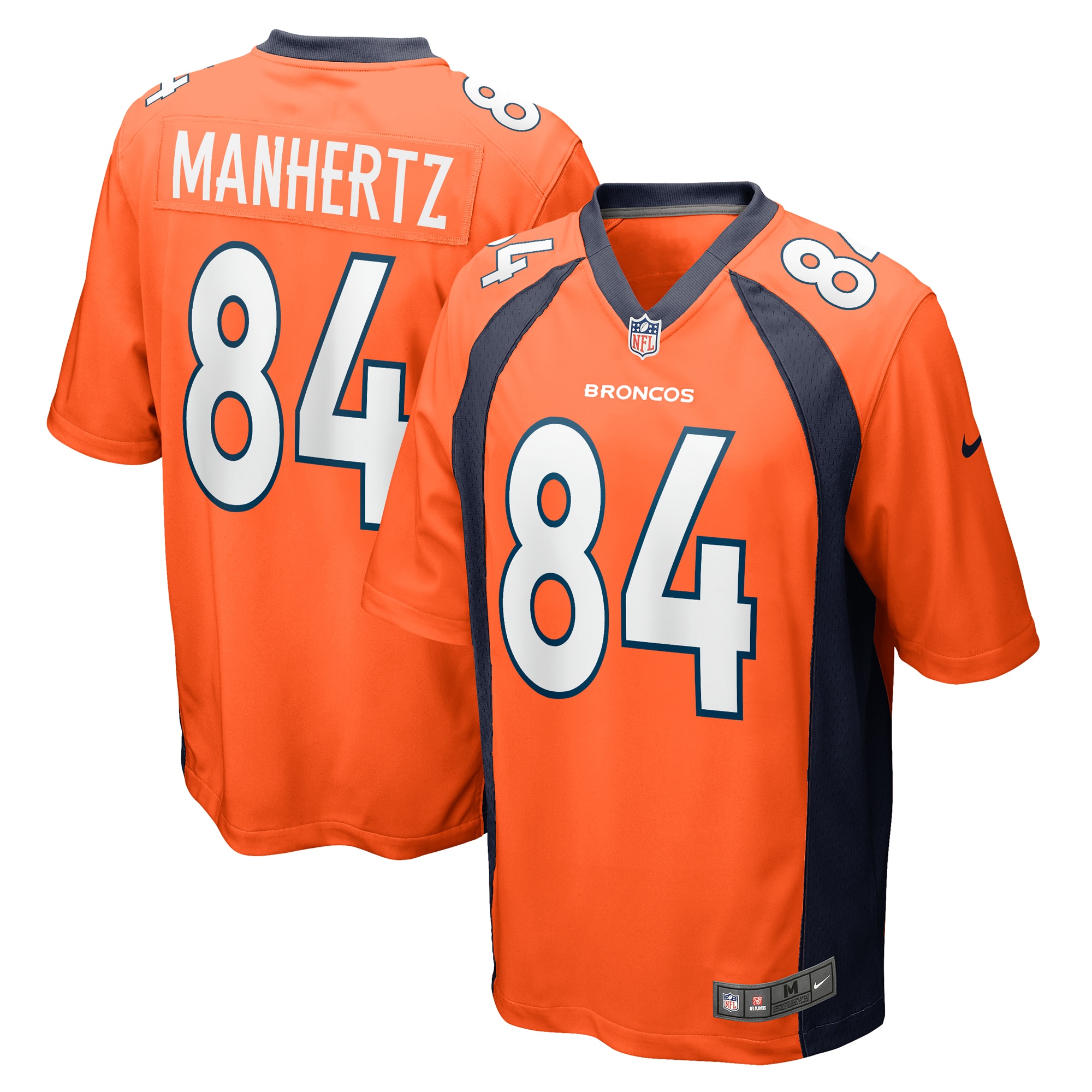 Men's Denver Broncos Chris Manhertz Orange Game Player Jersey
