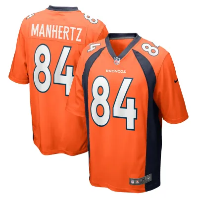Men's Denver Broncos Chris Manhertz Orange Game Player Jersey 01