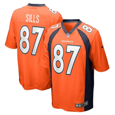 Men's Denver Broncos David Sills Orange Team Game Jersey 01