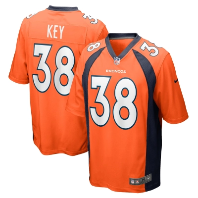 Men's Denver Broncos Devon Key Orange Team Game Jersey 01