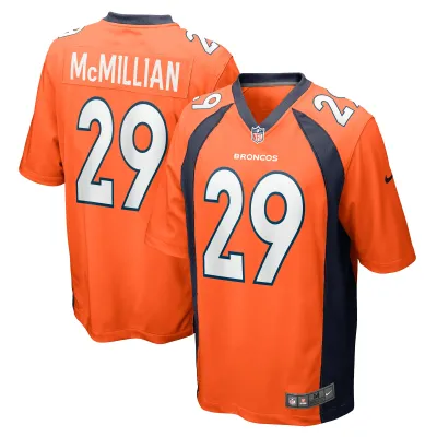 Men's Denver Broncos JaQuan McMillian Orange Team Game Jersey 01
