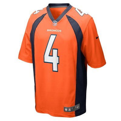 Men's Denver Broncos Jarrett Stidham Orange Game Player Jersey 02