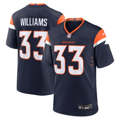 Men's Denver Broncos Javonte Williams Navy Mile High Collection Alternate Game Jersey 01