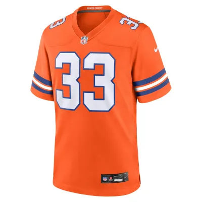 Men's Denver Broncos Javonte Williams Orange Mile High Collection 1977 Throwback Player Game Jersey 02