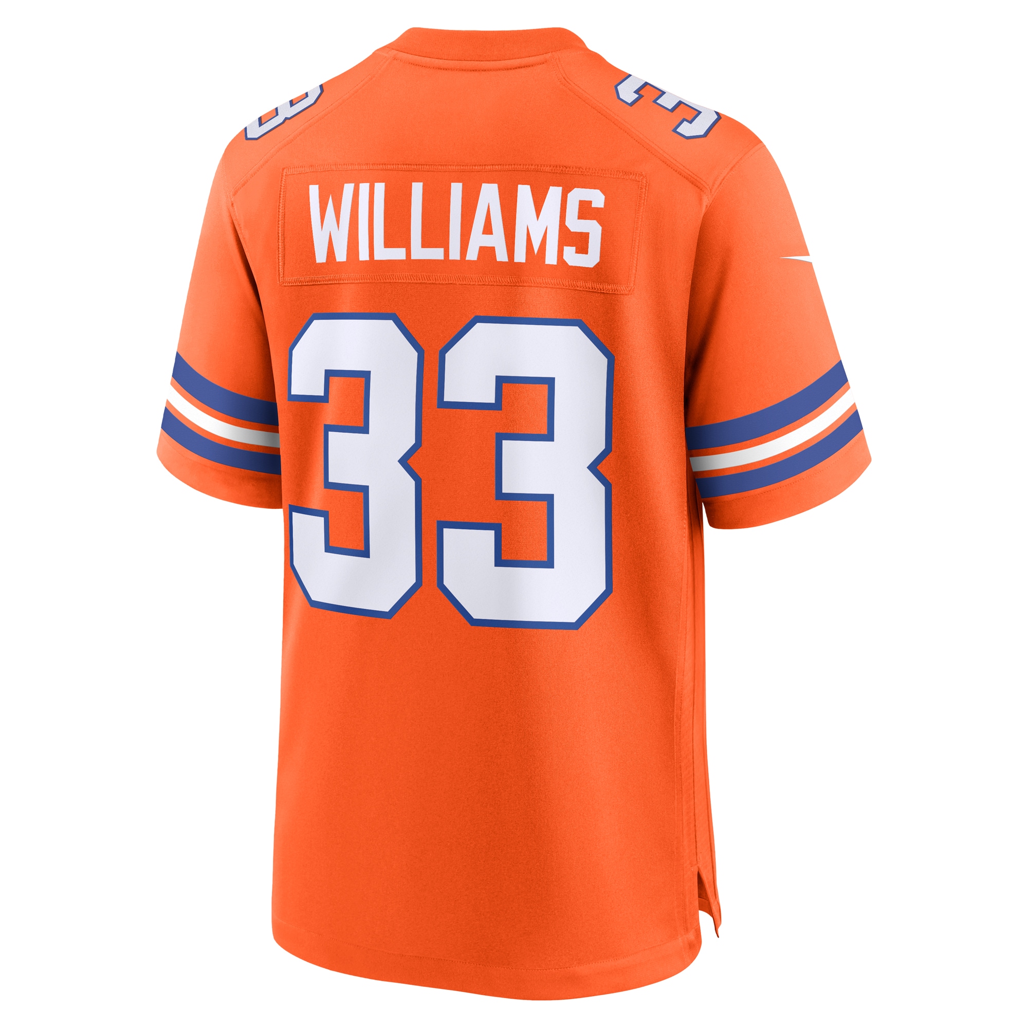 Men's Denver Broncos Javonte Williams Orange Mile High Collection 1977 Throwback Player Game Jersey